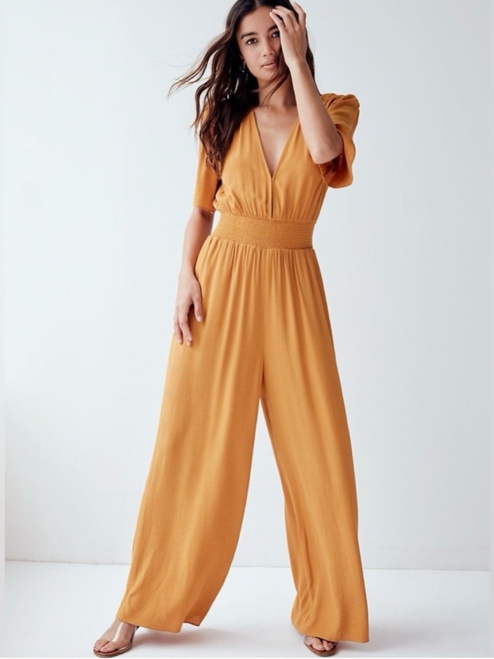 NEW Wilfred Illana Jumpsuit Boho Burnt Orange One Piece Wide Leg Flowy Loose